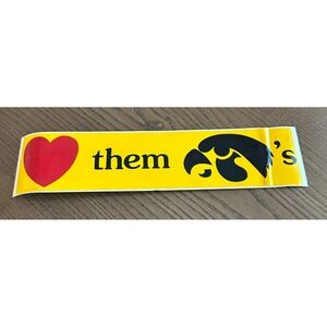 Iowa Hawkeyes Bumper Sticker I Heart‎ Them Hawks Decal Yellow University of Iowa